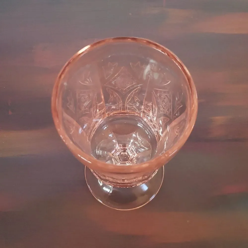 Gorgeous Vintage Blush Pink Heavy Depression Glass Water Goblet